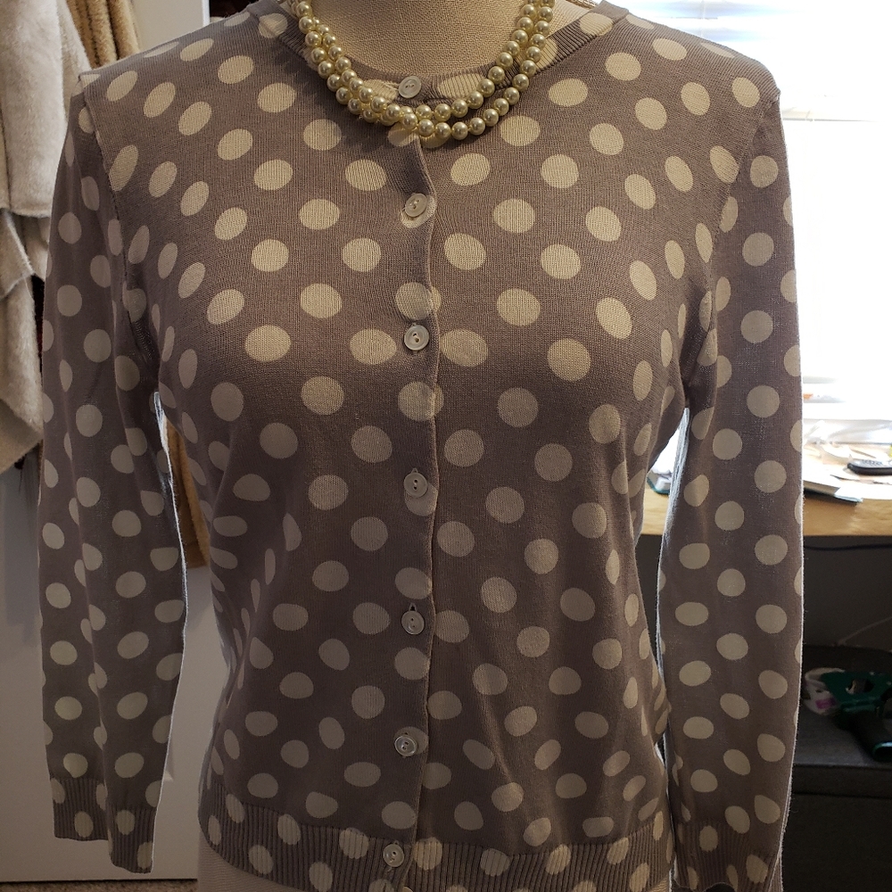 3/4 sleeve polka dot cardigan